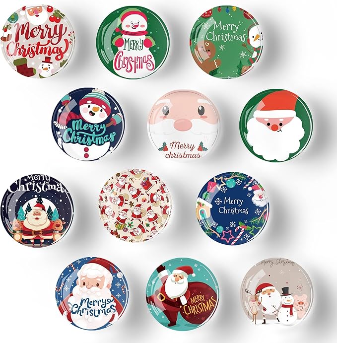 12Pcs Christmas Refrigerator Magnet Fridge Sticker,Christmas Fridge Magnets Decoration for Crafts,Strong Fridge Magnets for Kitchen, School,Office Whiteboard, Cabinet and Dishwasher-DeskLoop Office