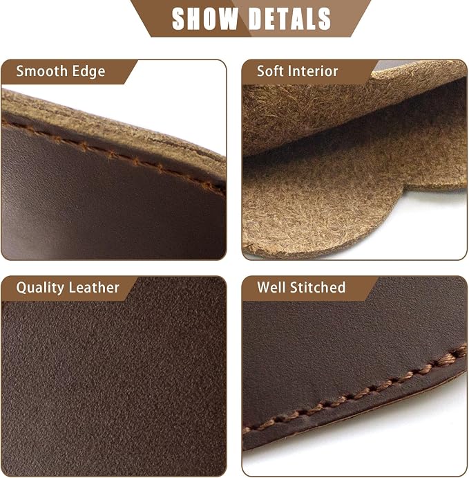 Jack&Chris Genuine Leather Heart Bookmark, Handmade Stitched Corner Page - Image 3