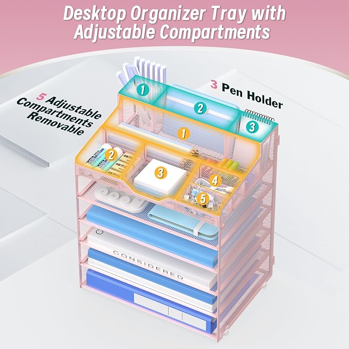 6 Tier Mesh Desk Organizer - Image 5