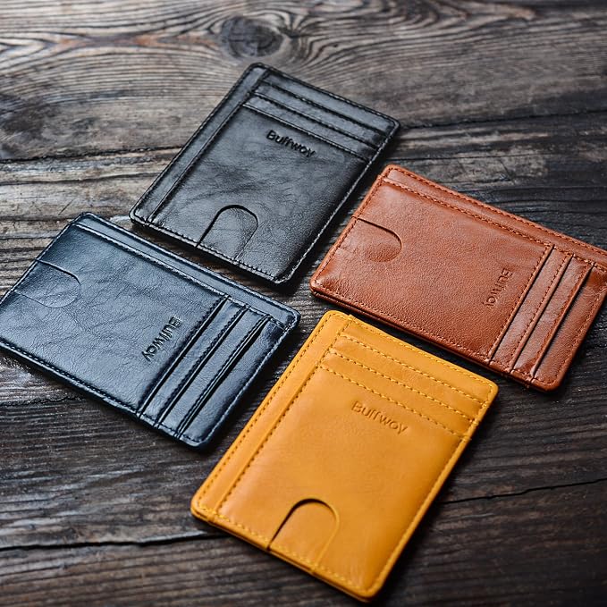 Buffway Slim Minimalist Front Pocket RFID Blocking Leather Wallets - Image 7