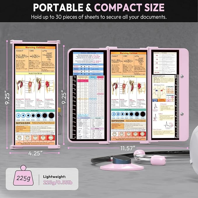 Nursing Clipboard Foldable, Foldable Clip Board w/Nursing Edition Medical Charts - Image 2