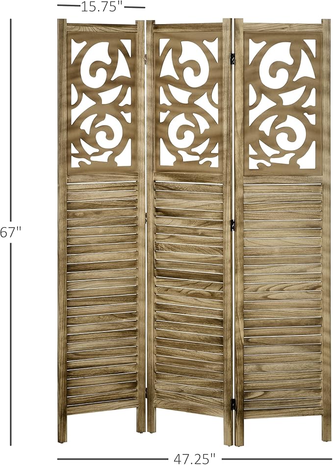 NicBex Room Divider 3 Panel Room Dividers with Floral Design Partition Room Dividers and Folding Privacy Screens 5.5 FT Wall Divider for Home, Office, Room Separation,47.25"W x 0.75"D x 67"H, Brown-DeskLoop Office
