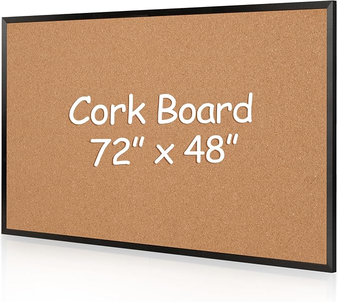 Extra Large Cork Bulletin Board 72" X 48", Wall Mounted Notice Pin Board by Justdowhatyouwanttodo
