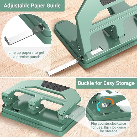 AFMAT Heavy Duty 3 Hole Puncher, 40-Sheet Three Hole Punch Heavy Duty, 50% - Image 5