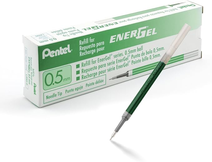 Pentel Refill Ink for EnerGel Gel Pen, Needle Tip, Box of 12 by PentelofAmerica