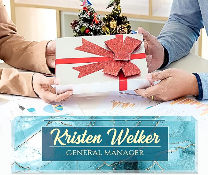 Name Plate for Desk, Desk Name Plate Personalized, Cyan Office Decor for Women - Image 5