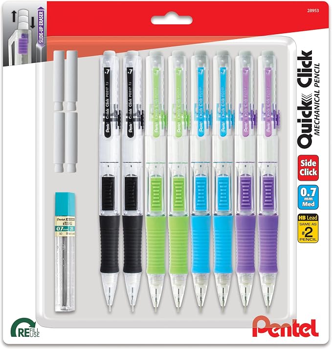 Pentel Quick Click Mechanical Pencil, Includes Refill Lead and Erasers by PentelofAmerica