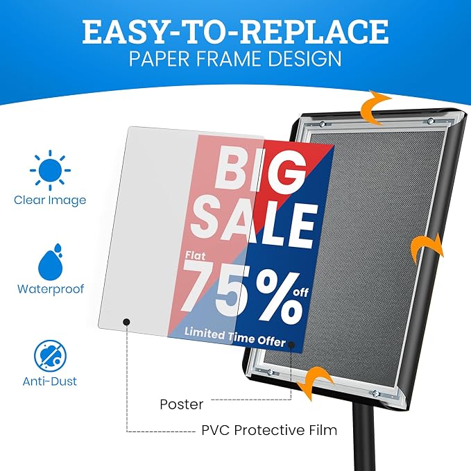Banzoni Standing Sign Holder | Adjustable Pedestal Signage Stand - Image 5