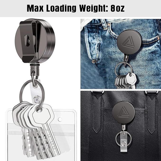 2 Pack Heavy Duty Metal Retractable Badge Holder Reel - Image 6