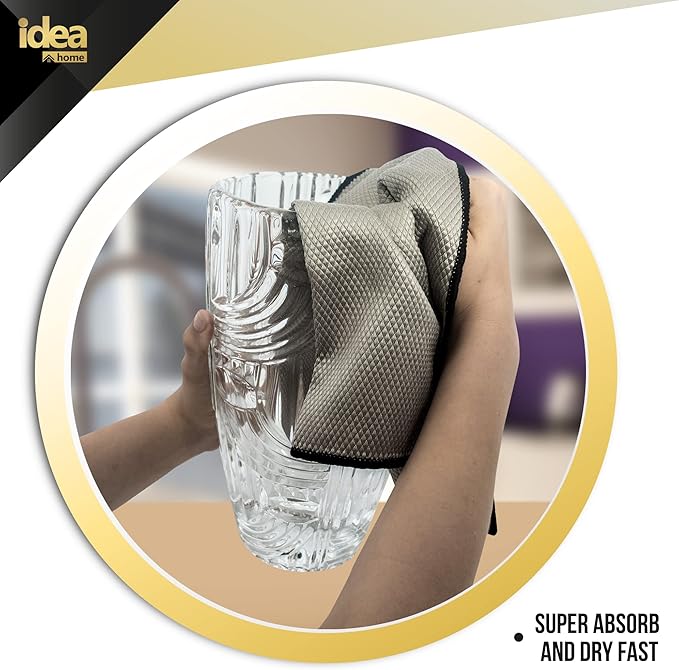 Idea Home Glass Microfiber Cleaning Cloth with Absorbent and Lint Free Material - Large Wine Glass Polishing Cloth - Glassware Cleaning Products - 16x24in Streak Free Microfiber Cloth-DeskLoop Office
