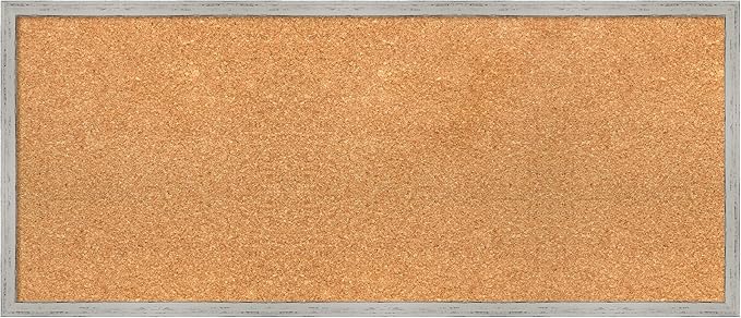 Amanti Art Natural Cork Board for Wall, 15x35 Vision Board with White Frame, Medium Corkboard Office Decor for Home Organization, Cottage Corkboard Pinboard to Display Items for Home Organization in-DeskLoop Office