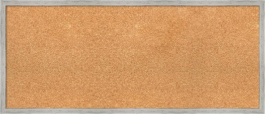 Amanti Art Natural Cork Board for Wall, 15x35 Vision Board with White Frame, Medium Corkboard Office Decor for Home Organization, Cottage Corkboard Pinboard to Display Items for Home Organization in-DeskLoop Office