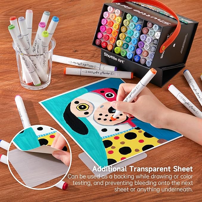Shuttle Art Alcohol Markers Brush tip, Dual Tip Brush & Chisel Tip Art Marker Set, 50 Colors plus 1 Blender Permanent Marker Pens with Case Perfect for Illustration Students Adults Coloring-DeskLoop Office