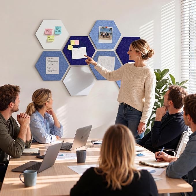 8 Pack Hexagon Felt Bulletin Board Tiles - Image 4