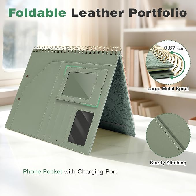 Clipboard with Storage for Men Women, Leather Padfolio Portfolio Organizer 5 - Image 4