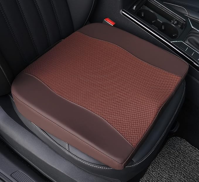 Car Seat Cushion, Comfort Memory Foam Car Cushions for Driving - Sciatica & Lower Back Pain Relief, Driver Seat Pillow for Auto, Office Chair, Wheelchair - Brown-DeskLoop Office