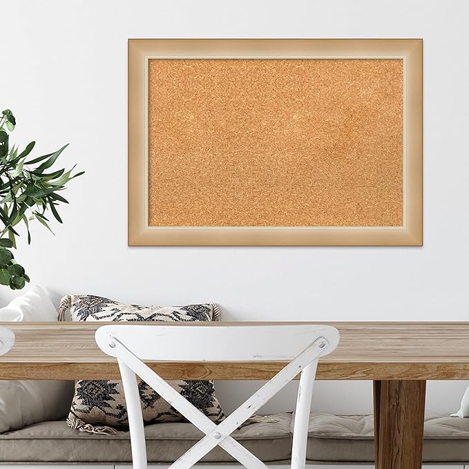Amanti Art Natural Cork Board for Wall, 19x27 Vision Board with Gold Frame, Medium Corkboard Office Decor for Home Organization, Modern Contemporary Corkboard Pinboard to display items for home-DeskLoop Office