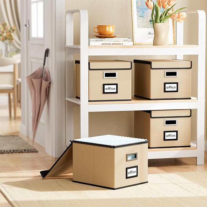 File Organizer Box with Lid, Collapsible File Folder Organizer - Image 2