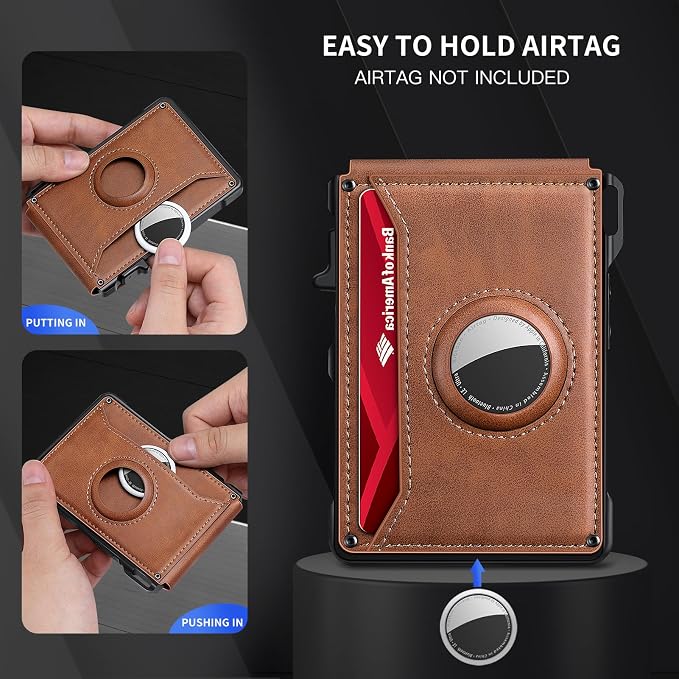 KIKVES Airtag Wallet for Men, Mens Smart Wallet for Air Tag RFID Blocking - Image 8