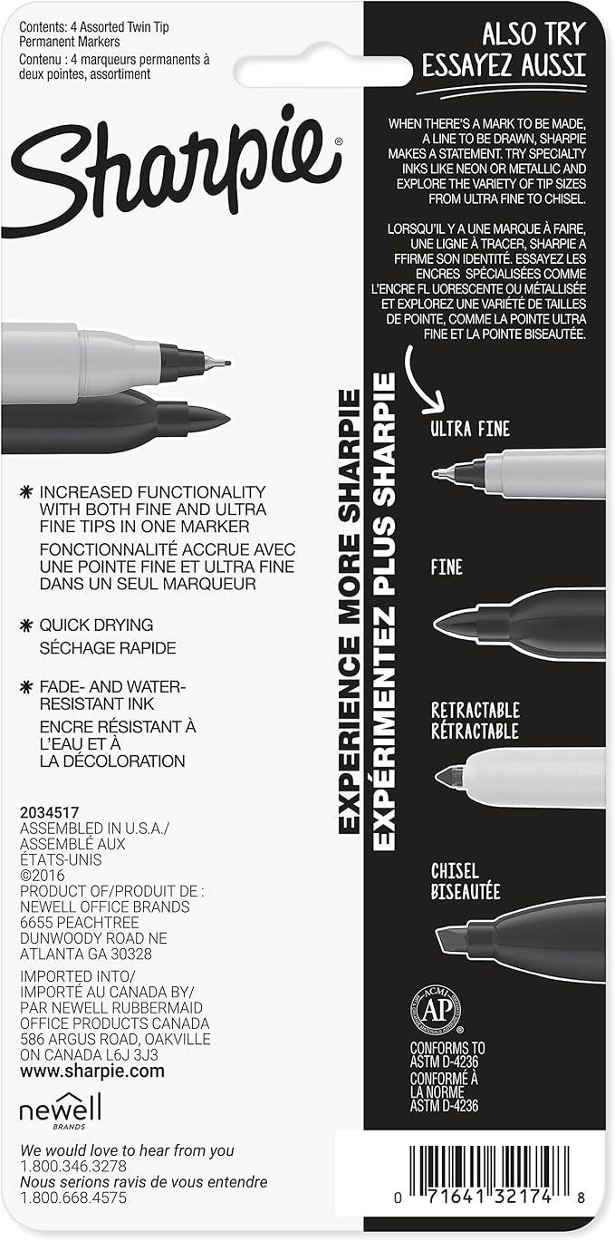 SHARPIE 32174PP Twin Tip Permanent Markers, Fine and Ultra Fine - Image 7
