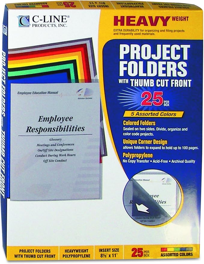 C-Line Colored Project Folders, Heavyweight Poly, Holds Materials up to 8.5 x - Image 2