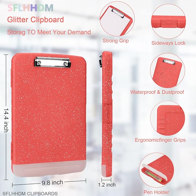 Glitter Clipboard with Storage, Storage Clipboard with Pen Holder, A4 Binder - Image 2
