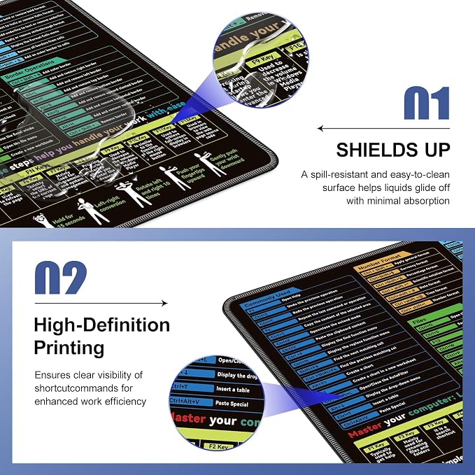 Excel Mouse pad—11.8 * 9.8inch Portable Size |Contains 5 Excel Function modules - Image 3