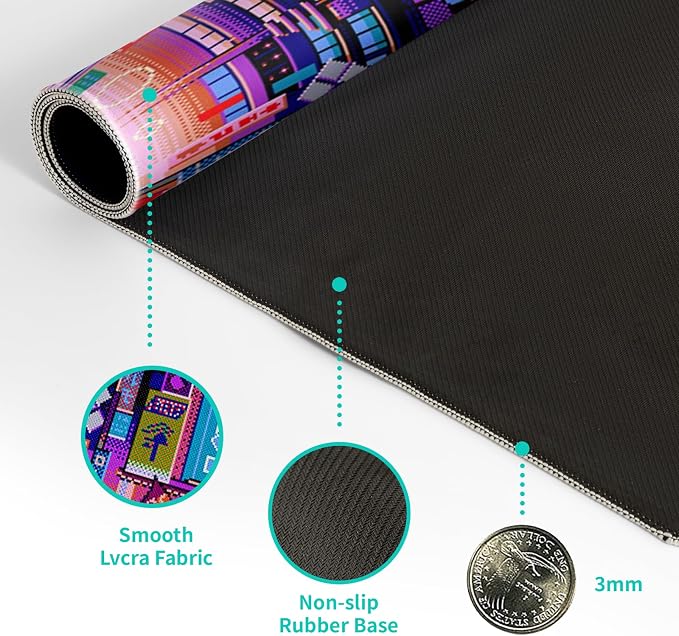 Dark Purple Japanese Gaming Mouse Pad Abstract Anime Mat 27.6x11.8 Inch Tokyo - Image 8