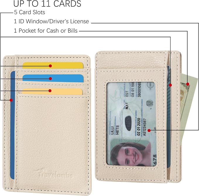 Travelambo Front Pocket Minimalist Leather Slim Wallet RFID Blocking Medium Size - Image 3