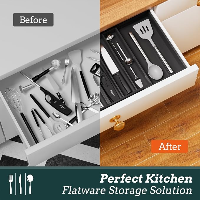 Silverware Organizer Large, Magnetic Connected Expandable 11 Slots Silverware - Image 7