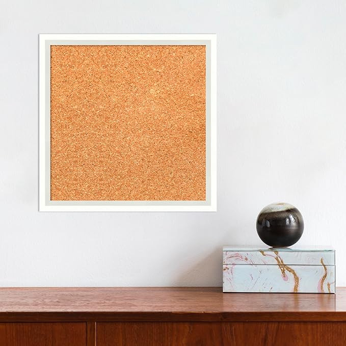 Amanti Art Natural Cork Board for Wall, 13x13 Vision Board with White Frame, X-Small Corkboard Office Decor for Home Organization, Modern Corkboard Pinboard to Display Items for Home Organization in-DeskLoop Office
