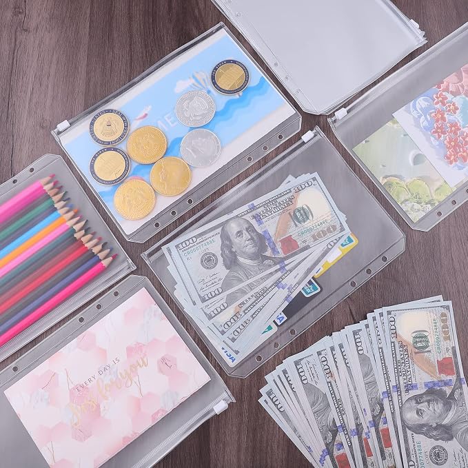 Antner 12PCS A5 Binder Pockets 6 Holes Budget Cash Envelopes - Image 5