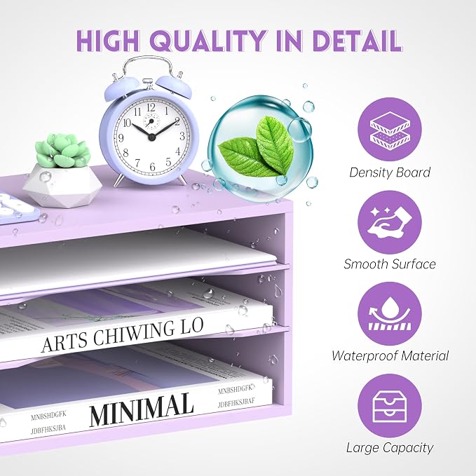 SUPEASY Wood Desk Organizer, 3 Tier Paper File Organizer - Image 5