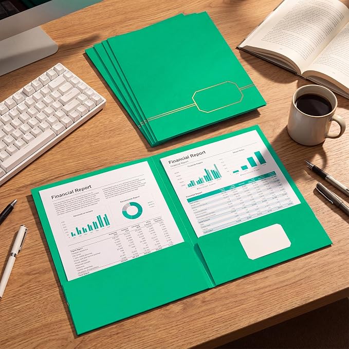Kisston 10 Pack Executive Twin Pocket Folders Letter Size Green - Image 5