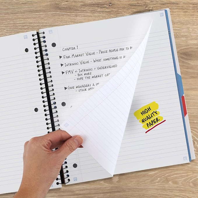 Five Star Advance Spiral Notebook + Study App, 3 Subject, College Ruled Paper - Image 4