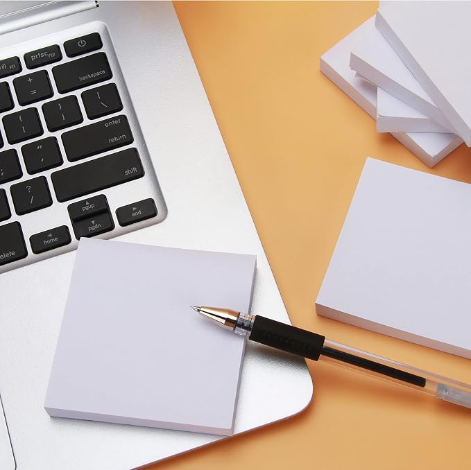 White Sticky Notes 6 Pads 3 X 3 Inch 100 Sheets/Pad Self-Stick Notes Pads 600 - Image 3