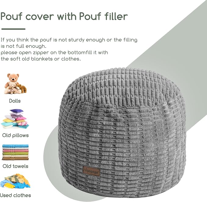 HIGOGOGO Pouf Ottoman Stuffed Round Modern Foam Filled Foot Rest Poufs - Image 8