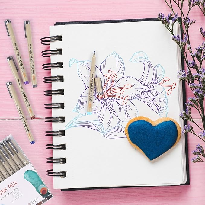 Arts Sign Brush Pen, Felt Tip Water Based Ink with 12 Colors, for Journaling, Lettering, Calligraphy, Technical Drawing and Scrapbooking-DeskLoop Office