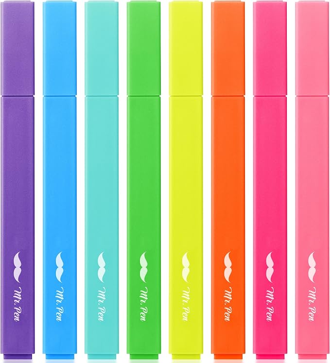 Mr. Pen- Aesthetic Highlighters No Bleed, 8 Pack, Cute Highlighters Assorted by MrPen