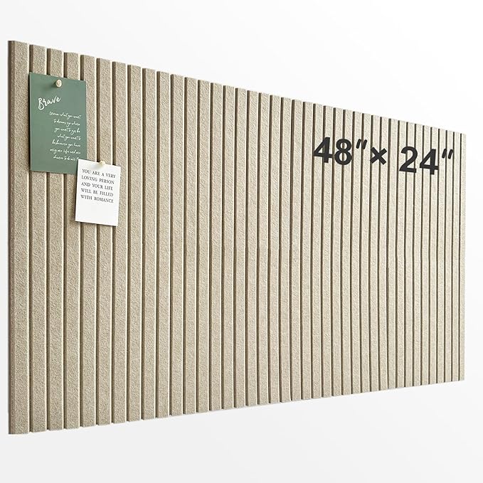 Large Cork Board for Office, 8 Pack Felt Wall Tiles with Slat Wall Paneling, Felt Bulletin Board Pin Board Cork Boards for Walls (Tan)-DeskLoop Office