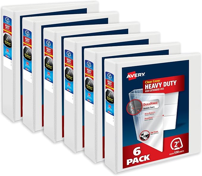 Avery Heavy-Duty View 3 Ring Binders, 2 Inch One Touch Slant Rings, 2.8 Inch by Avery