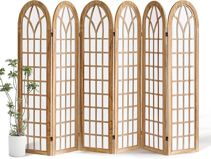 Aletheiawu 6 Panel Room Divider Wall Shoji Screen, Japanese Wood Room Divider by Aletheiawu