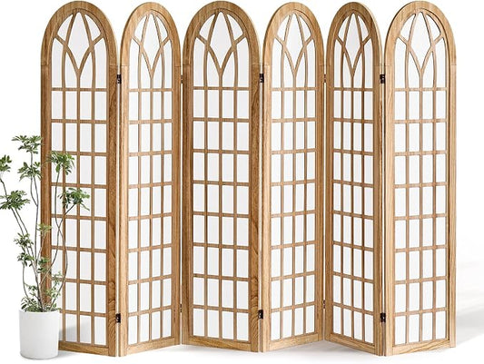 Aletheiawu 6 Panel Room Divider Wall Shoji Screen, Japanese Wood Room Divider by Aletheiawu