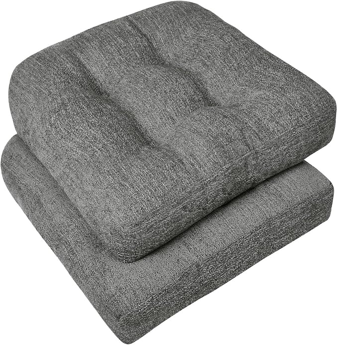 downluxe Chair Cushions for Dining Chairs 2 Pack, Tufted Indoor Chair Pads by Downluxe