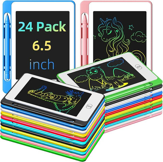 24 Pack LCD Writing Tablet for Kids, 6.5 Inch Colorful Doodle Board Drawing by OMXDG