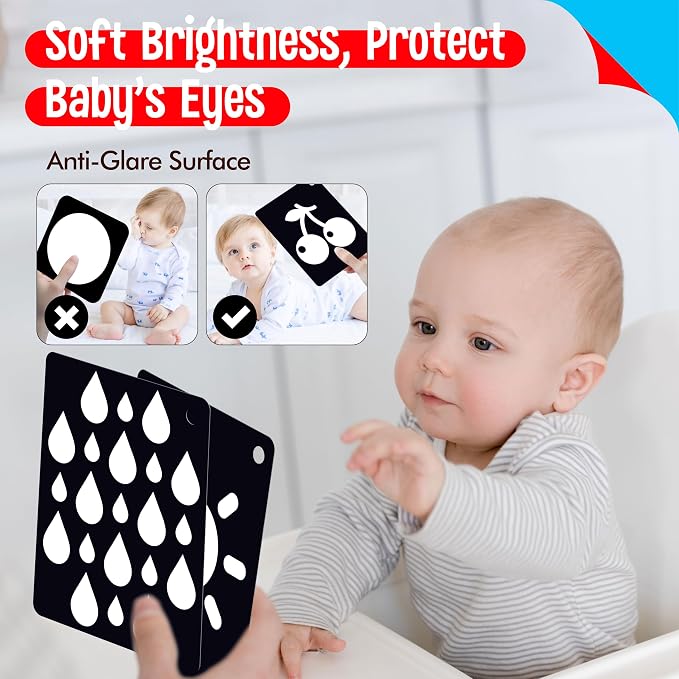 50PCS High Contrast Baby Flashcards, 100 Pages Black & White Visual Stimulus - Image 4