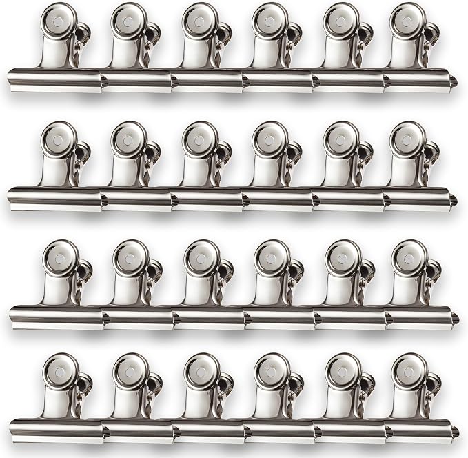 Stainless Steel Metal Hinge Clips 24 Pcs, Small Bulldog Clips 1.5 Inch by Unknown