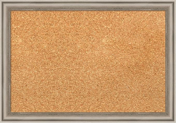 Amanti Art Natural Cork Board for Wall, 14x20 Vision Board with Silver Wood Frame, Small Corkboard Office Decor for Home Organization, Casual Corkboard Pinboard to Display Items for Home Organization-DeskLoop Office