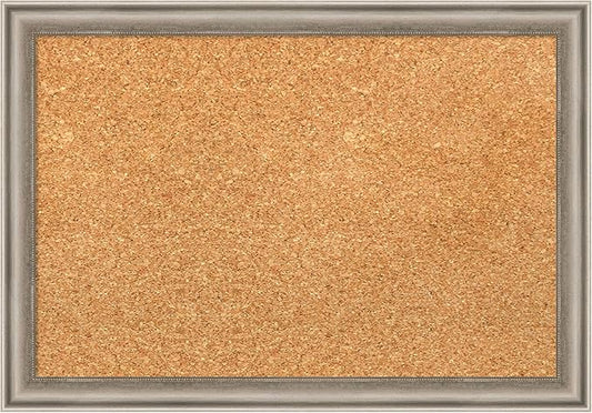 Amanti Art Natural Cork Board for Wall, 14x20 Vision Board with Silver Wood Frame, Small Corkboard Office Decor for Home Organization, Casual Corkboard Pinboard to Display Items for Home Organization-DeskLoop Office