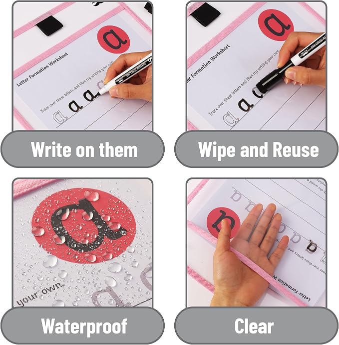 Mr. Pen- Reusable Dry Erase Pocket Sleeves, 6 Pack, Colorful | Pastel Colors - Image 6